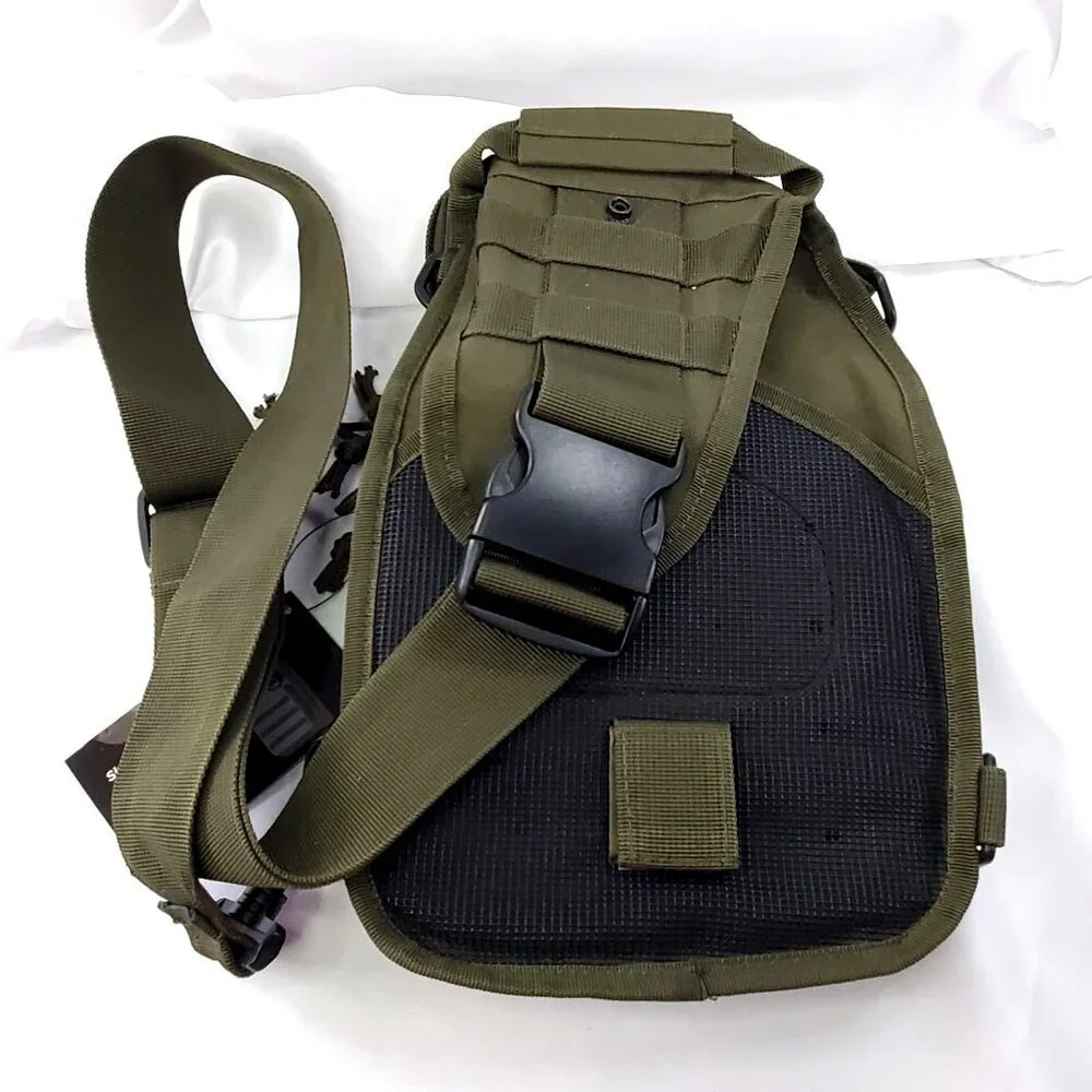 Tactical Olive Green Sling Bag With Concealment Pocket Adjustable Strap NEW